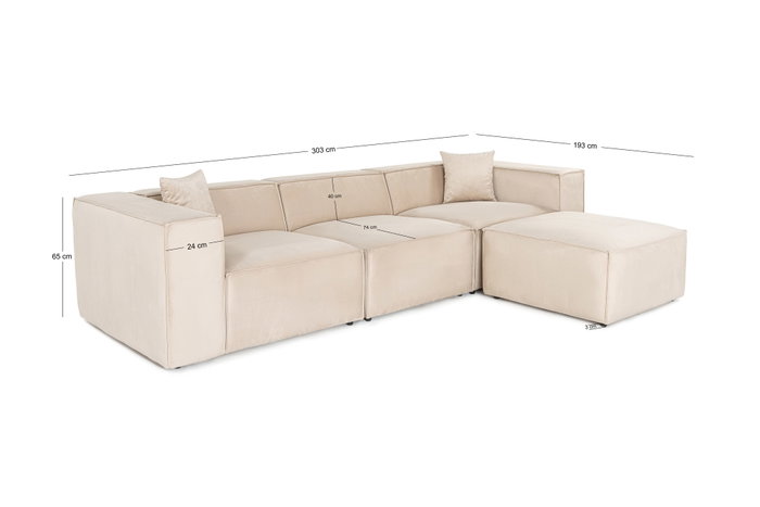 Atelier Del Sofa Lora Sofá Esquinero Crema